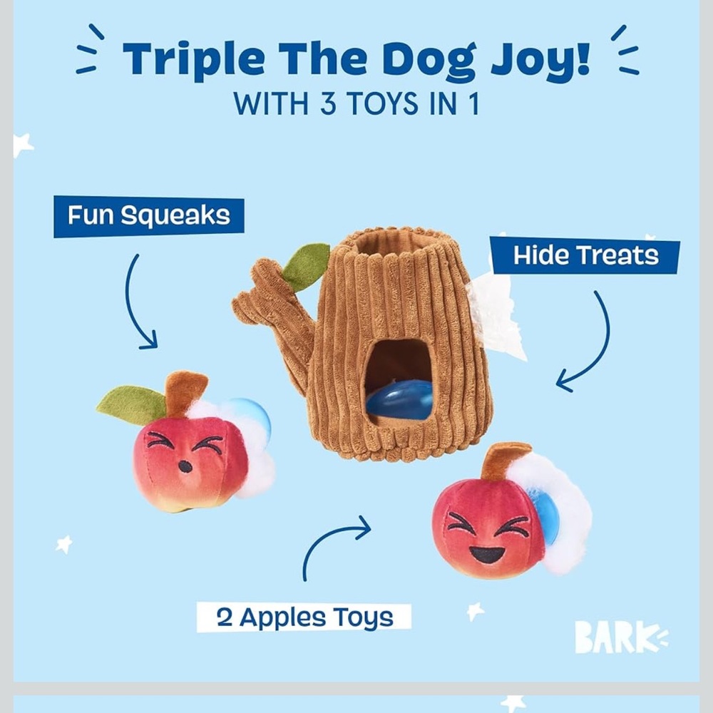 BARK Them Apples 3-in-1 Squeaky Plush Dog Toy
By BARK, NWT 🍎 - Picture 4 of 11